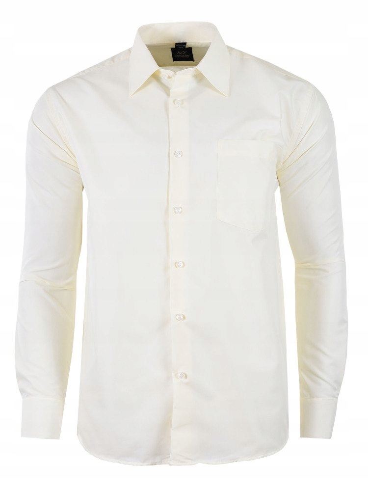 47/48 Koszula Gładka Kremowa Długi Rękaw Duża