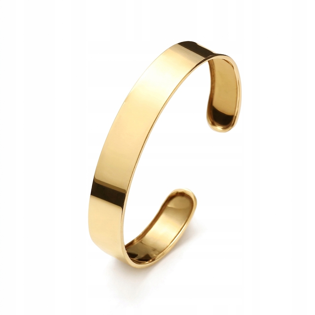 Srebrna bransoletka pozłacana bangle gładka błyszcząca sztywna szeroka 1 cm