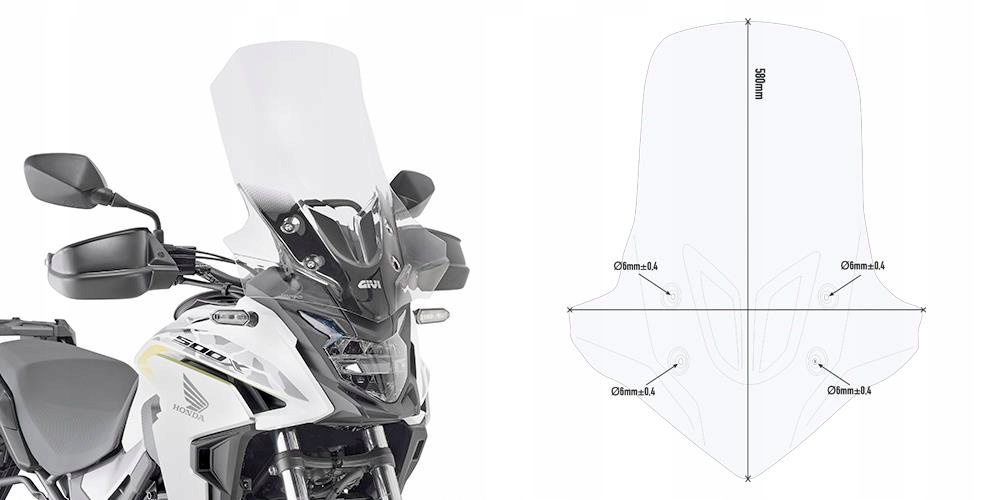 Sklo Givi priehľadné 58 x 45 cm (h x V) Honda Cb 500 X (19)
