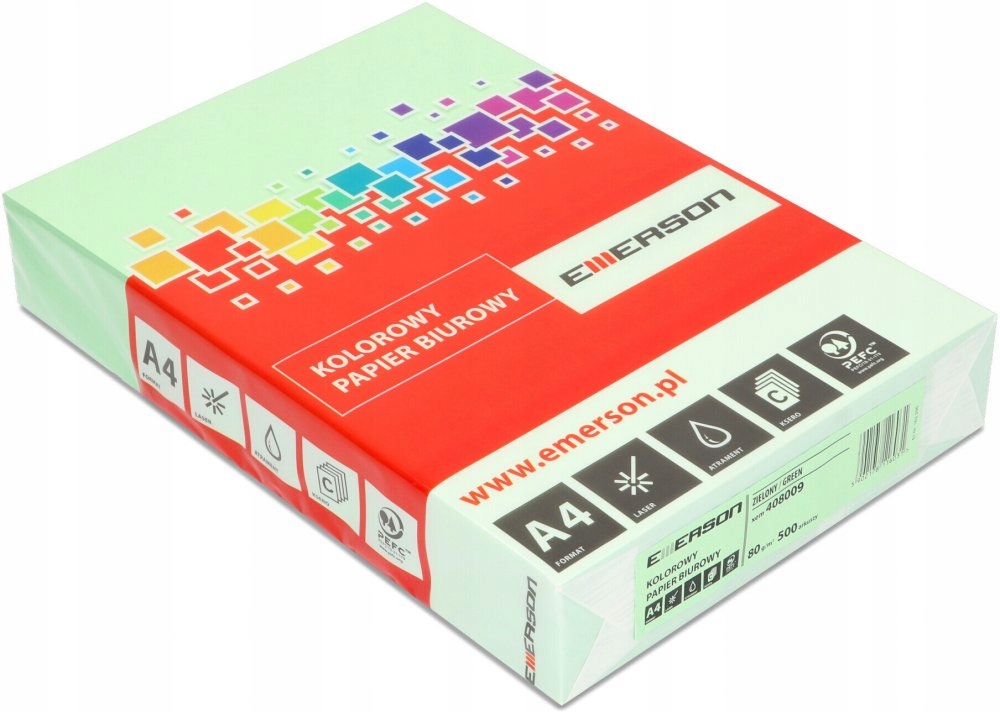 

Papier kolorowy Emerson A4 80g/m2 500 ark zielony