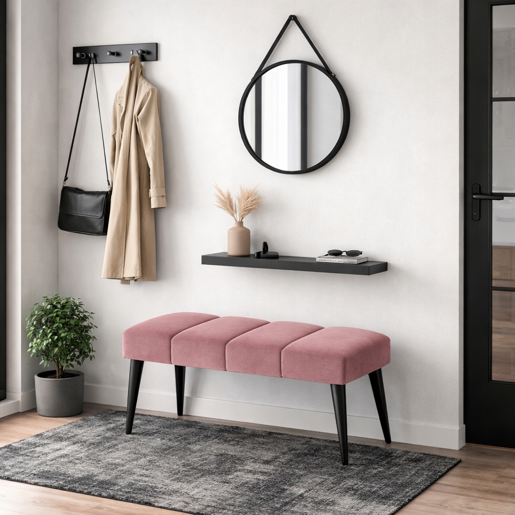 Čalúnená lavička, lavička do predsiene 60 cm, sedadlo v štýle loft