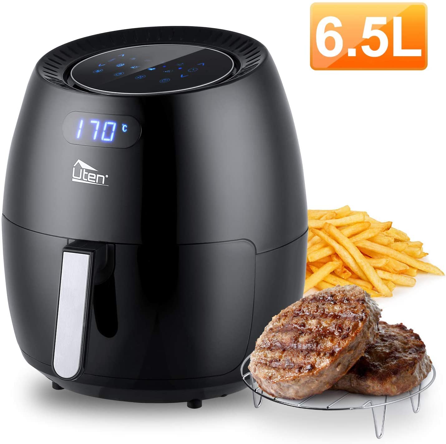 UTEN Frytkownica Beztłuszczowa 6.5L LED Ekran Dotykowy 1800W 8 Programów — miniatura 8
