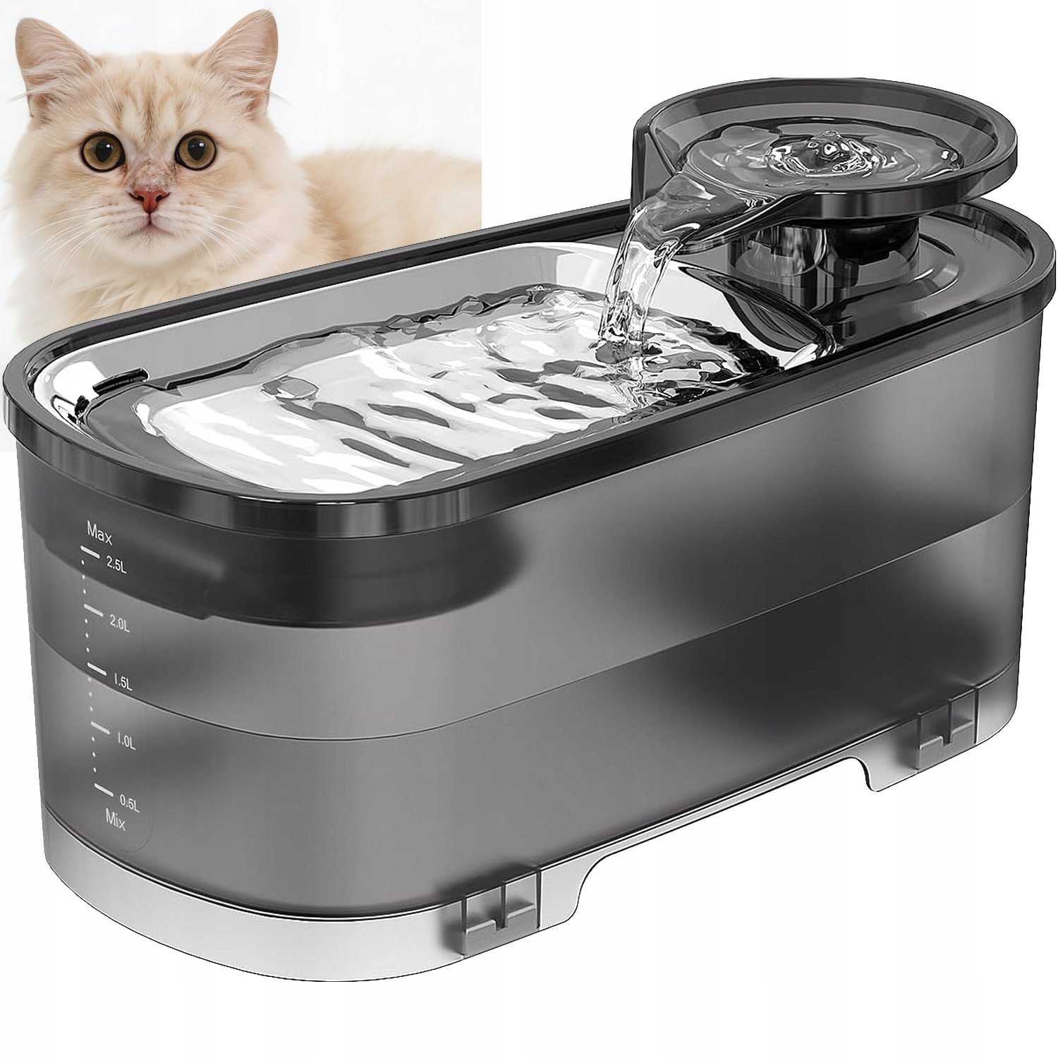 Levně Misky pro domácí mazlíčky 2,5 l Fontána pro kočky s oddělením vody a elektřiny Filtr, tichá