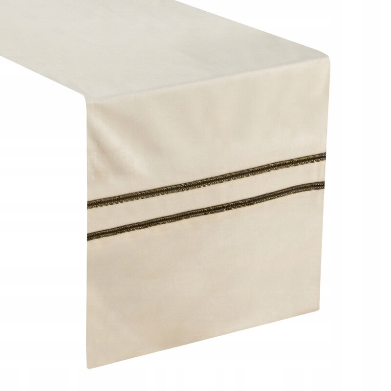 Obrus Dekoracyjny Na Stół Welwetowy GLEN4 35X180 Kremowy