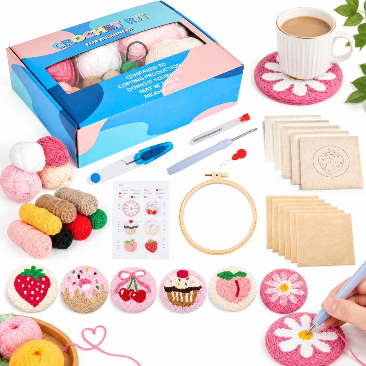 Smyčková Výšivka, Sada Pro Vyšívání Výšivek 6 Hotových Vzorů Diy Punch Needle