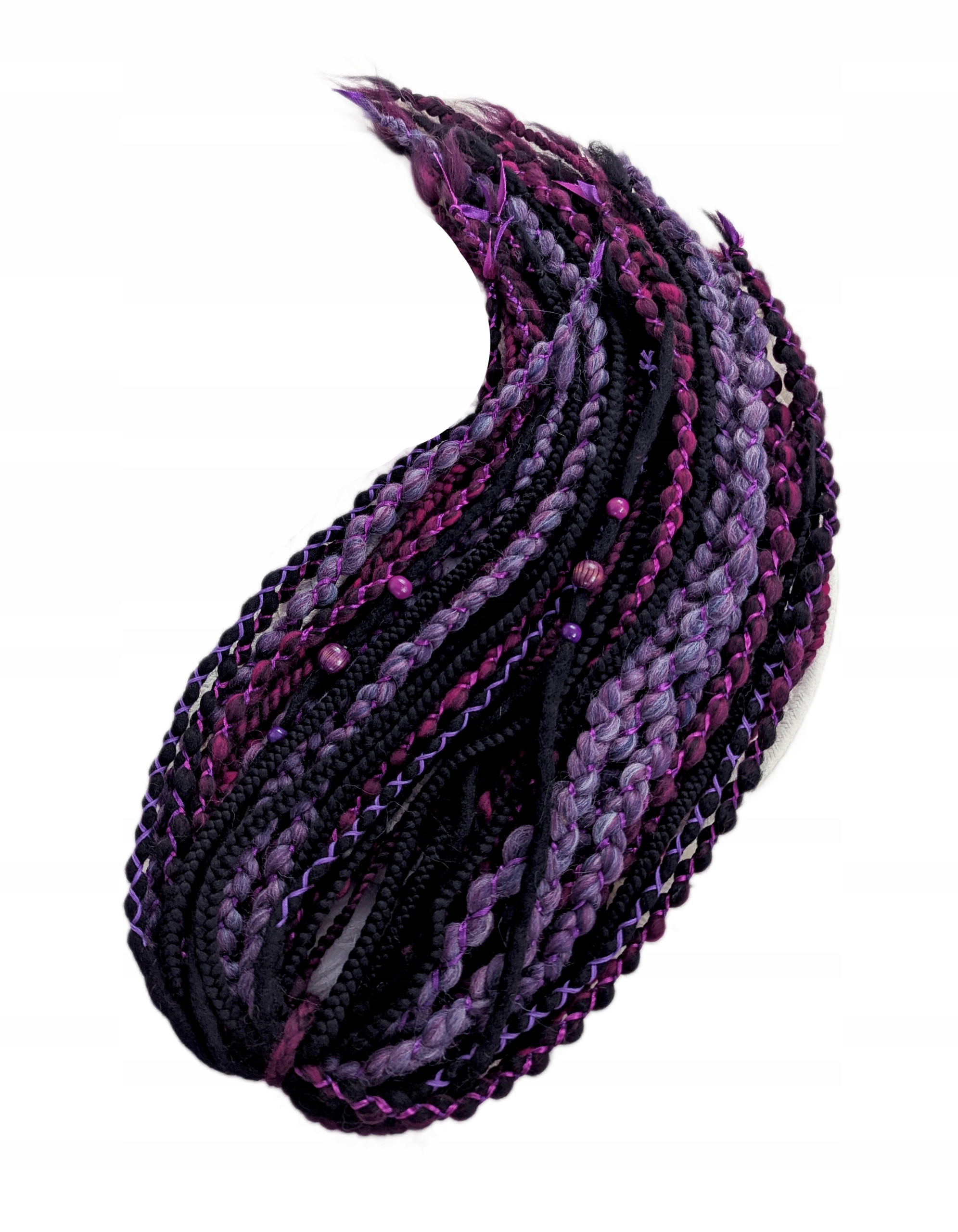 Dredloky Vlněné copánky, černé fialové, Temné Vřesoviště, 40 kusů