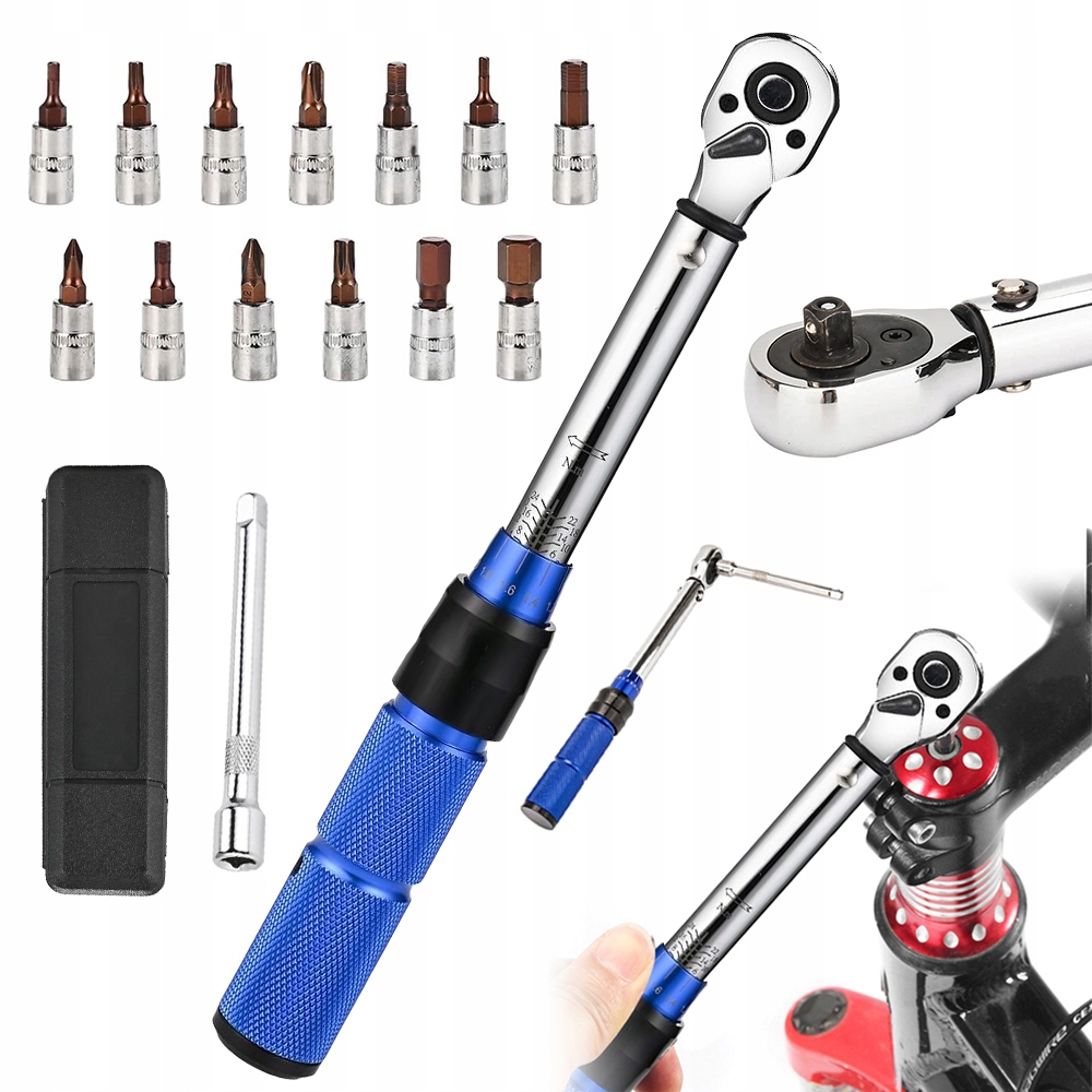 15V1 Momentový Klíč Sada 1/4'' 2-24 Nm Pro Motocyklové Kolo Oprava