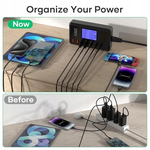 DKESMP Ładowarka USB C 200W 8-Port GaN Szybkie Ładowanie iPhone iPad Androi — miniatura 8
