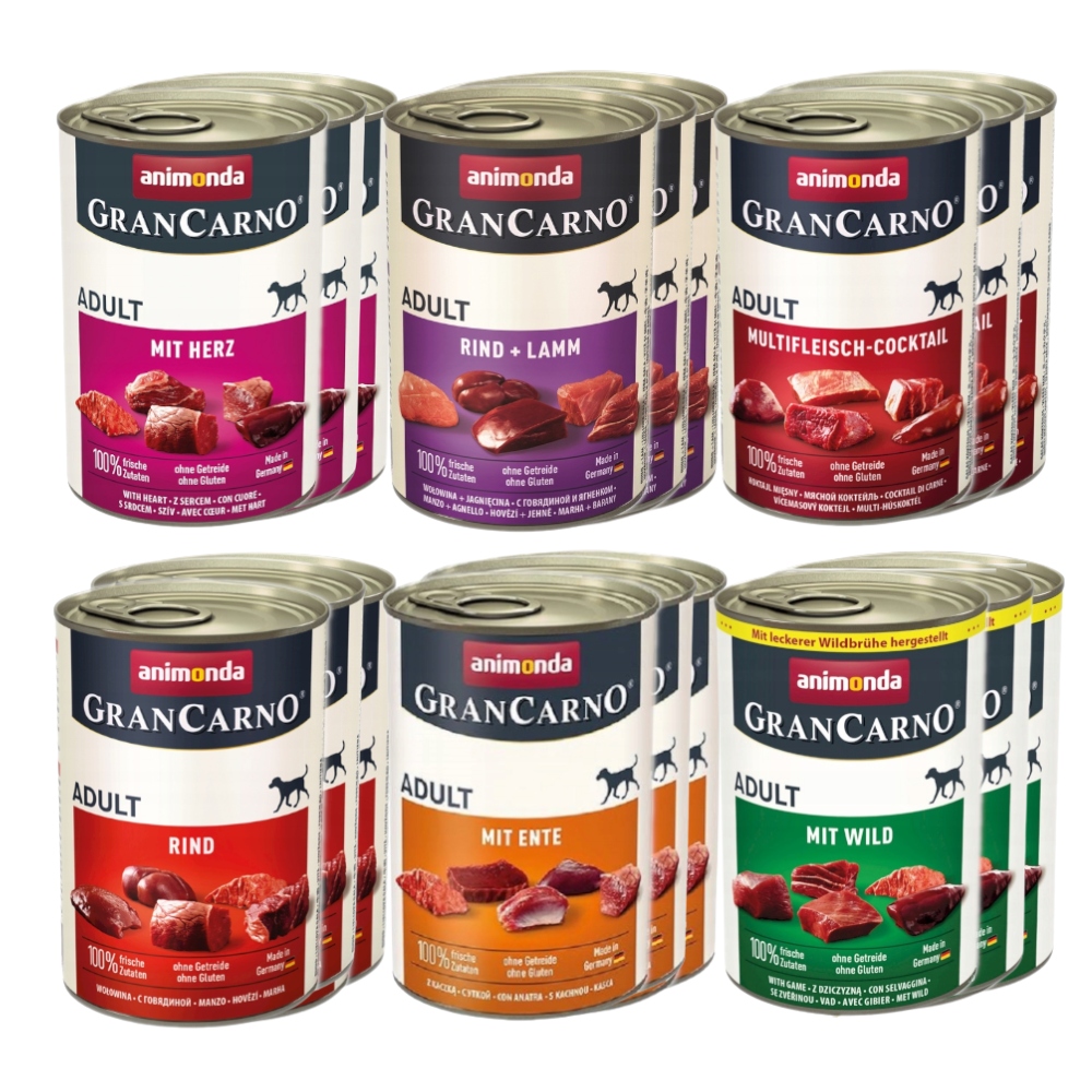 Vlhké Krmivo pro psy Animonda Grancarno Adult MIX příchutí 15 x 400 g 3 Bonus