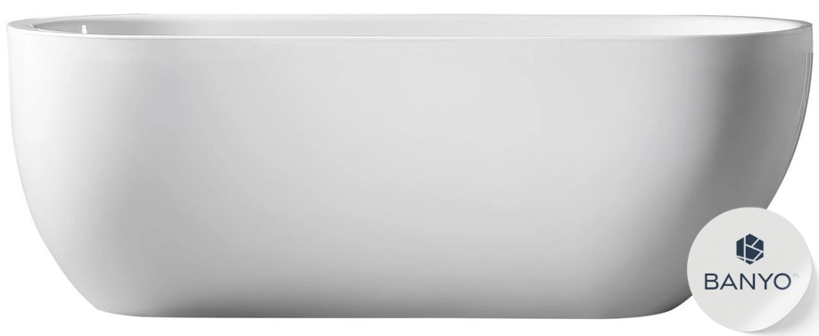 BEVISA WANNA WOLNOSTOJĄCA AKRYLOWA 150 X 70 CM BIAŁA Z PRZELEWEM I KORKIEM