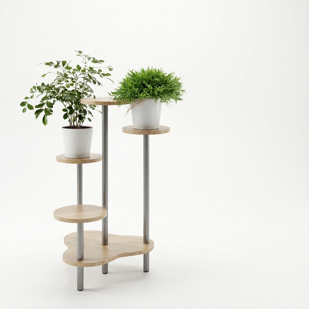 Drevený Stojan Na Rastliny Držiak Na Kvetináč 3 Úrovne Prírodná Boho Obývacia Izba