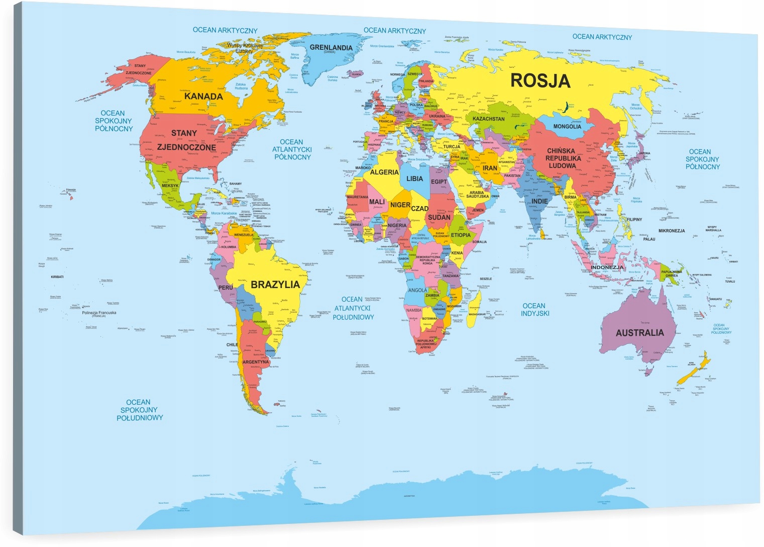 

Tablica Korkowa kraje mapa świata wybór 90x60 cm