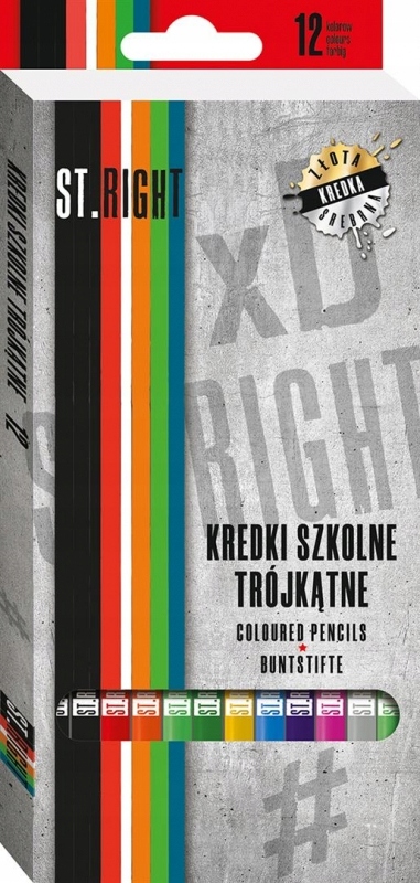 

Kredki szkolne trójkątne St.right Majewski 12kol.