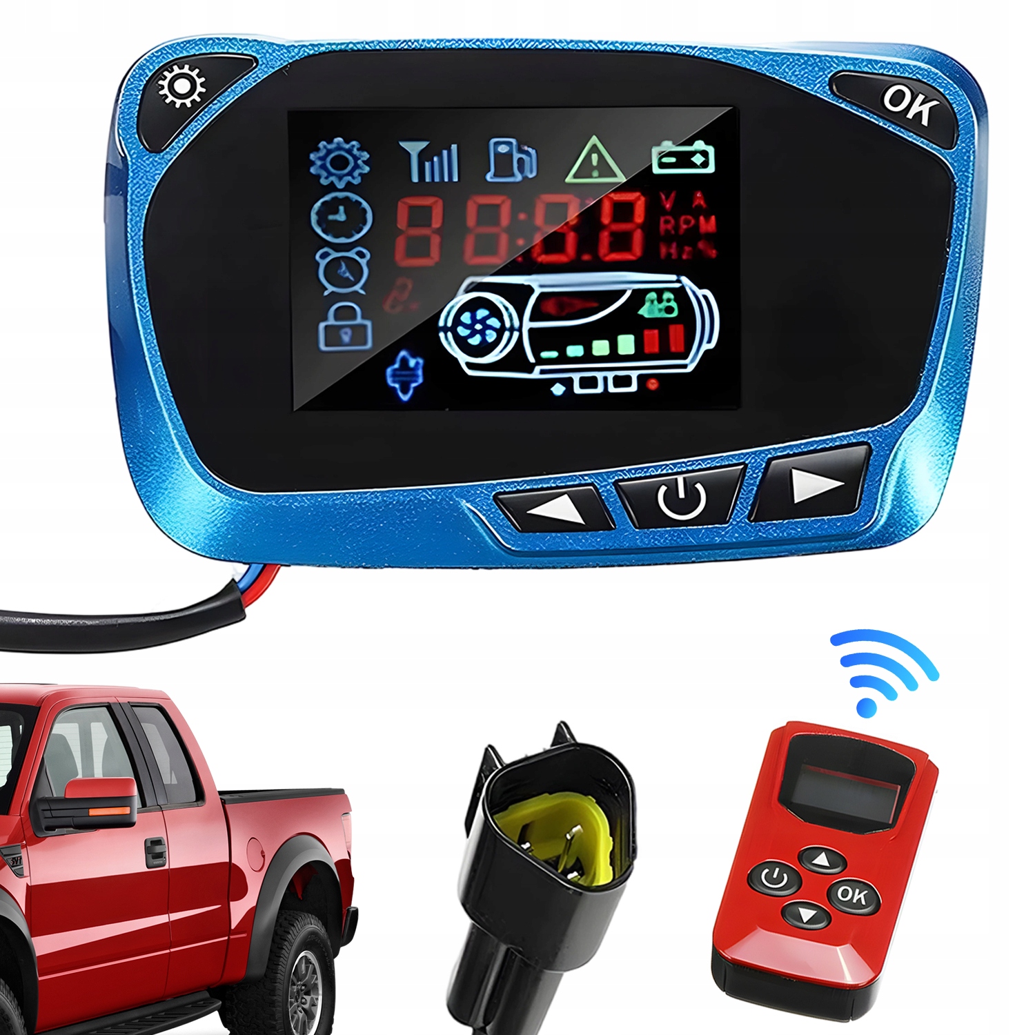 12V/24V Přepínač LCD Monitoru, Ovladač Nezávislého Topení Dálkové Ovládání