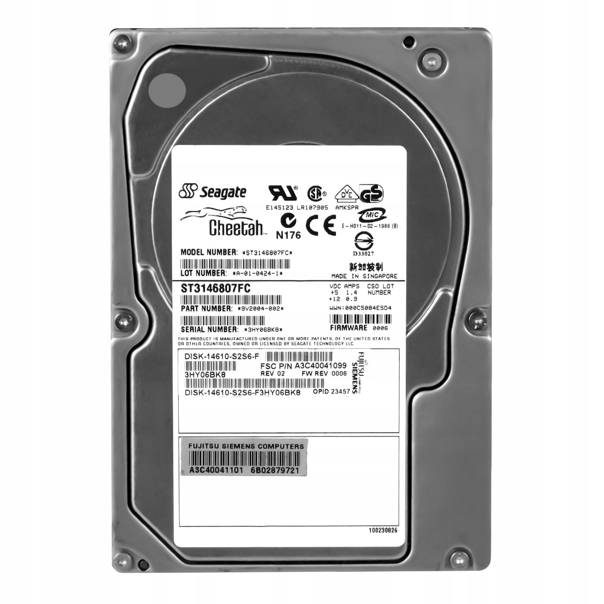 Fujitsu A3C40041099 146GB 10K 8MB Fc 3.5'' ST3146807FC