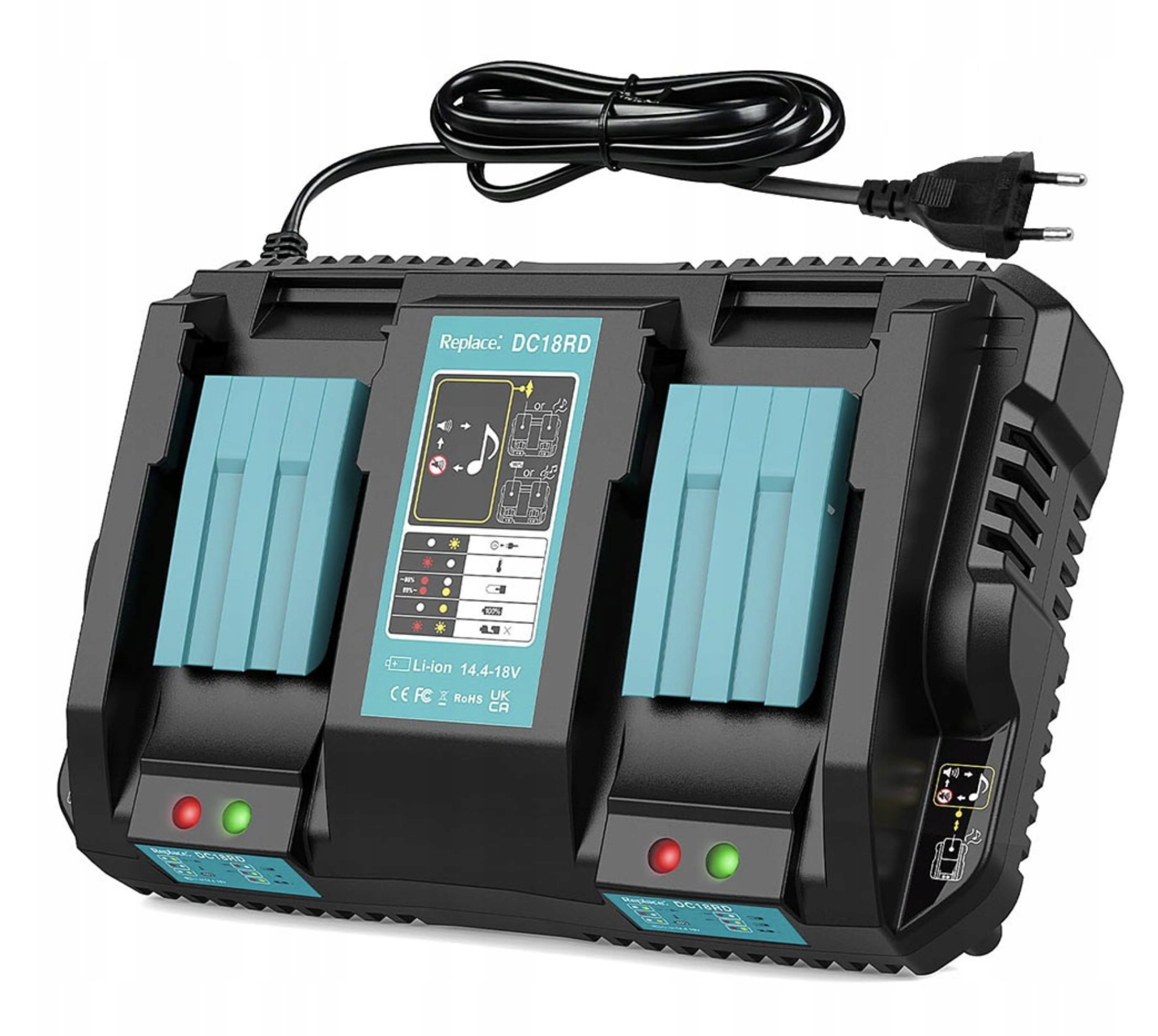 Dvojitá Rychlonabíječka Pro Akumulátory, Náhrada Pro Makita 18V DC18RD