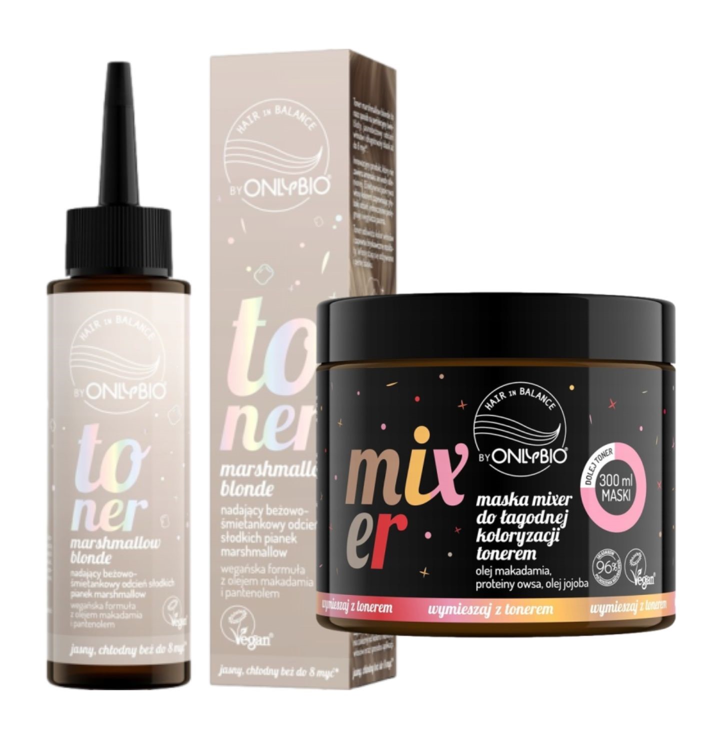 Sada Onlybio Toner na vlasy Barva Marshmallow Blonde Mixer Maska