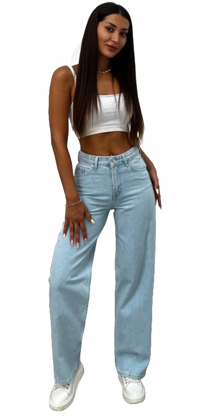 Bikelife Džíny Dlouhé Rovné Vysoký Pas Světle Modré 36/S Opa