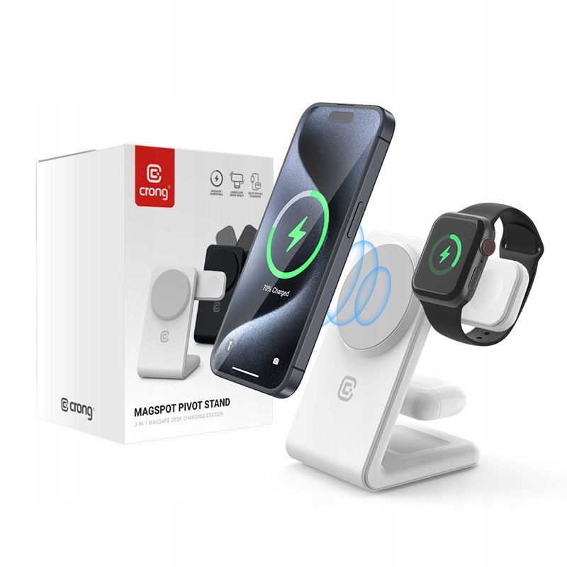 Ładowarka Magsafe 3W1 Do Iphone Apple Watch Airpods, Indukcyjna, Crong