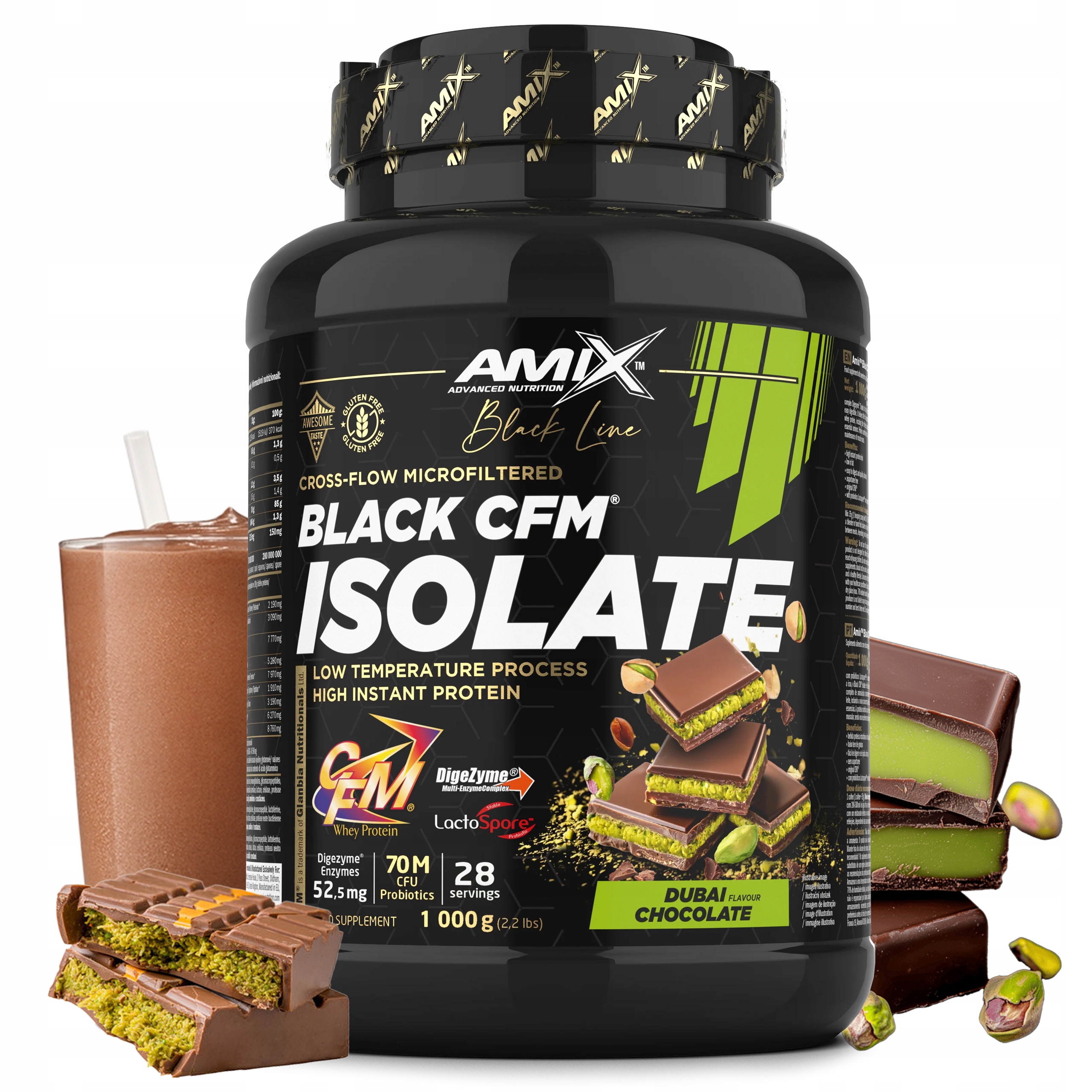 Proteinový izolát Wpi Cfm 1 kg dubajská čokoláda 28 porcí