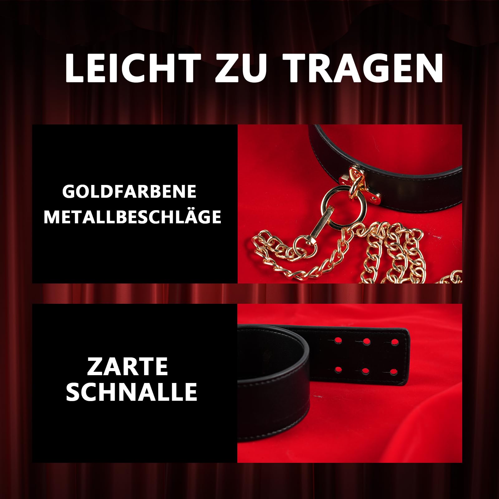 KUTOCESY Skórzana Obroża BDSM z Smyczą Regulowana dla Par Fetysz Bondage — miniatura 7