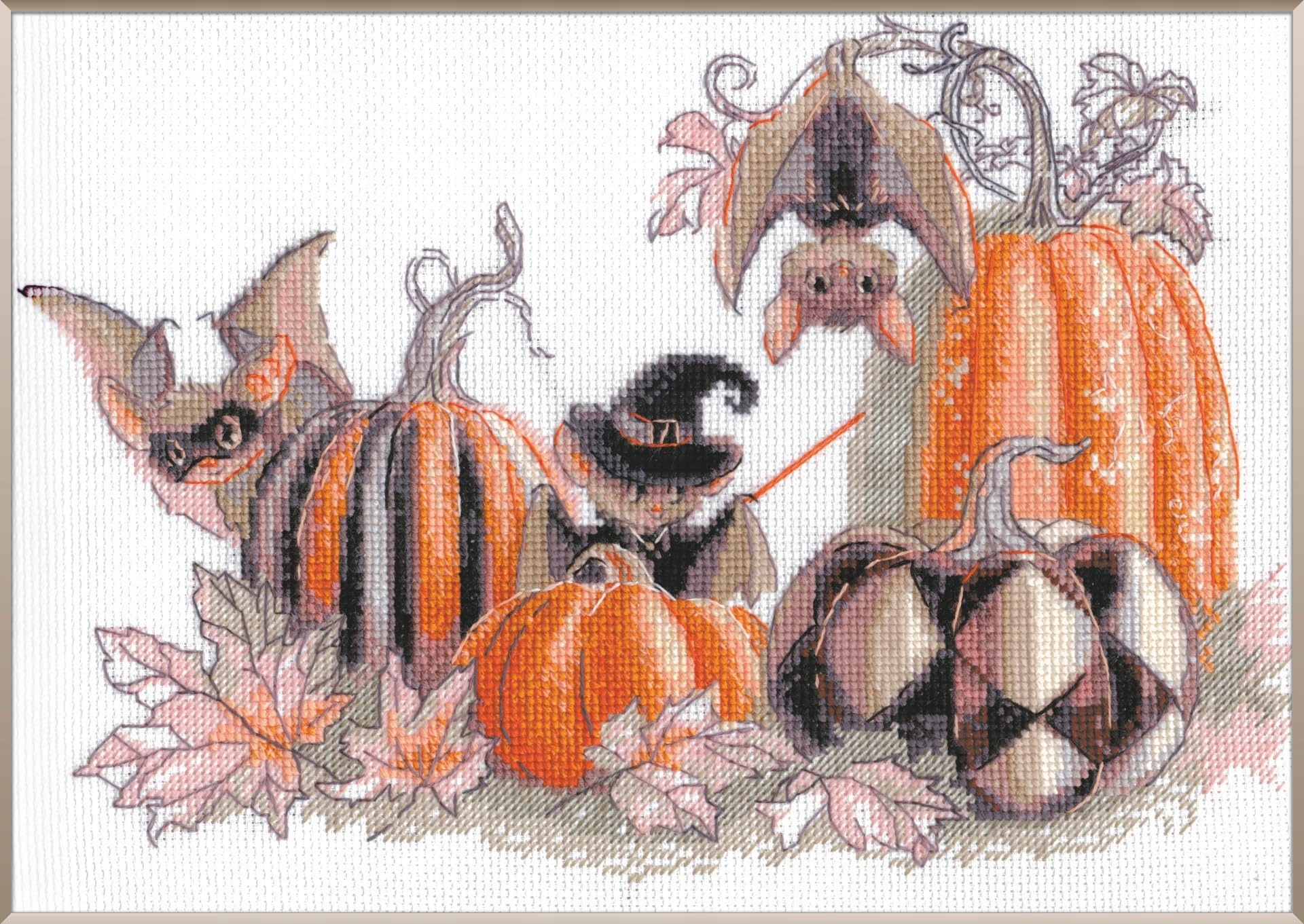 Aine A1031 Dýňová párty netopýrů Křížková výšivka, sada 29,8 x 21 cm