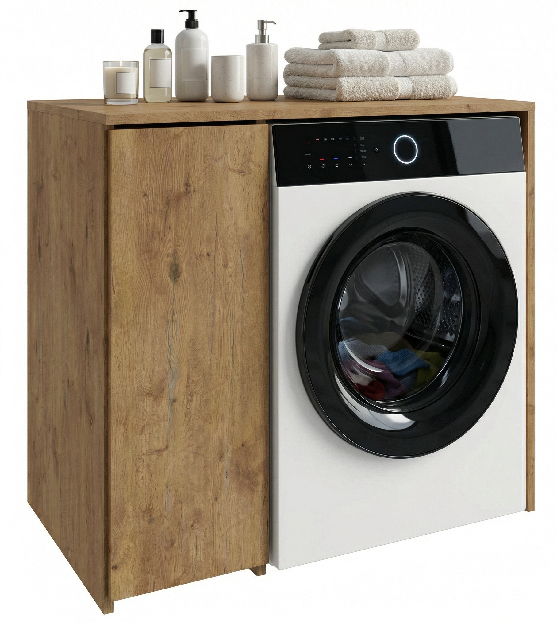 Skříňka na pračku uzamykatelná Levá Lancelot Retro, pracovní deska a police 96x88,5x62,2