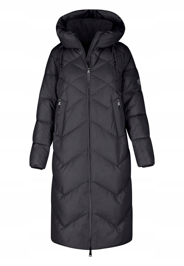 Volcano dlouhý prošívaný dámský kabát z grafitu s kapucí j-celeste M