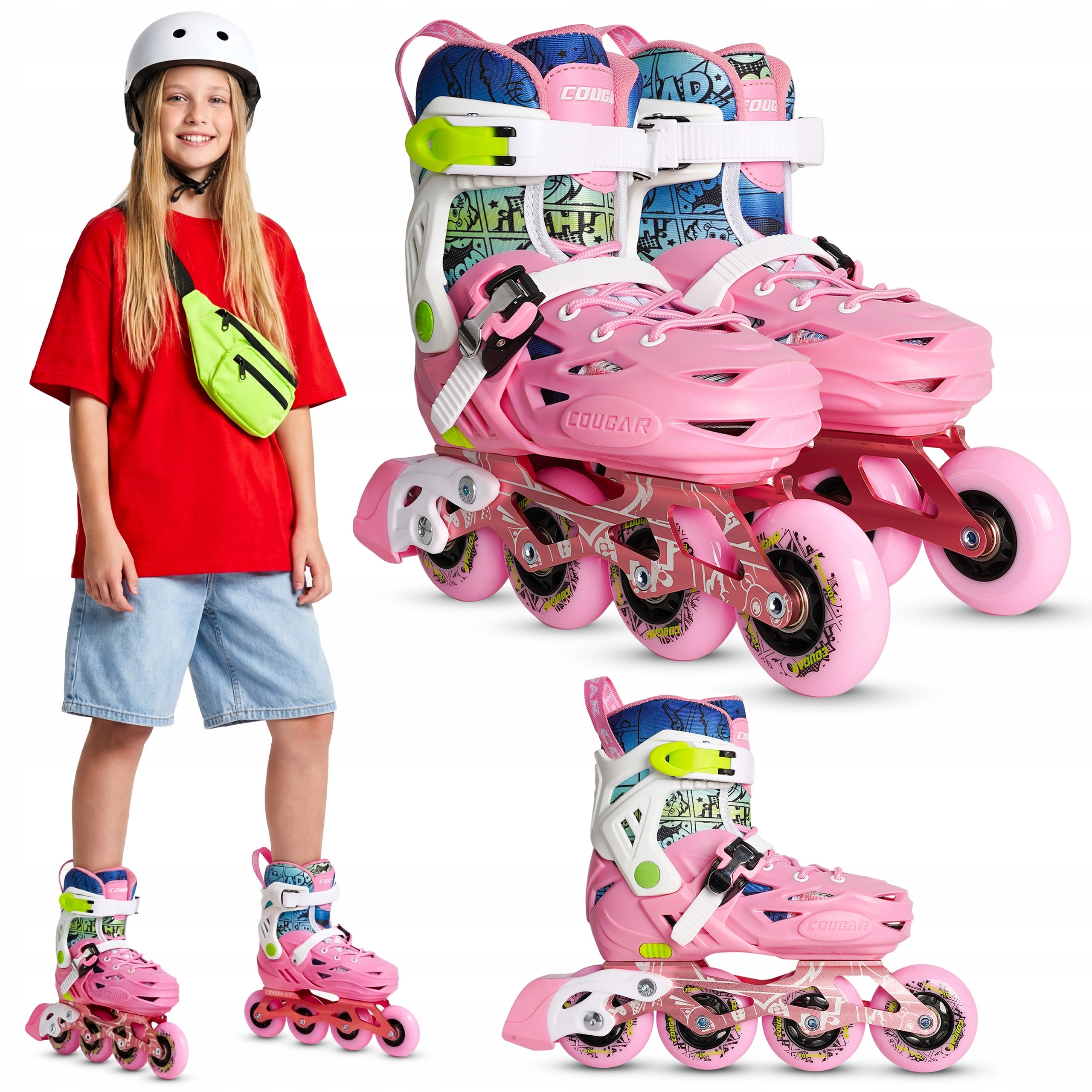 Rolki Dla Dzieci Dziewczynek Regulowane 31-34 Kółka Kauczuk 80A Xride