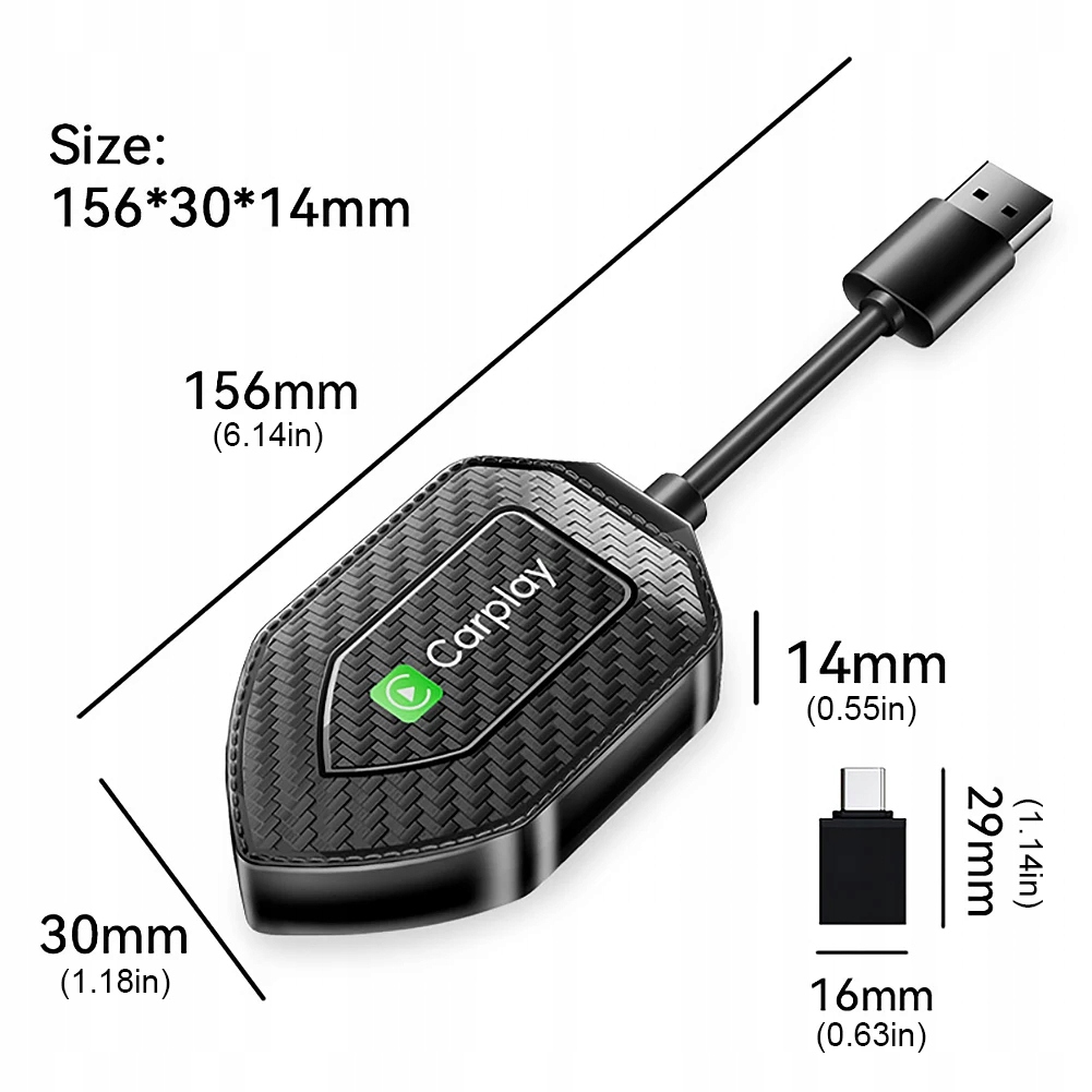 2-in-1 Wired to Wireless Carplay Android Auto Adapter Bluetooth Smart Box Rodzaj akcesoryjny