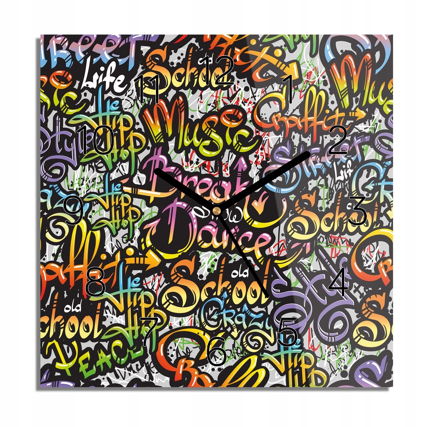 

Mur ściana graffiti foto-zegar kwadratowy 30x30