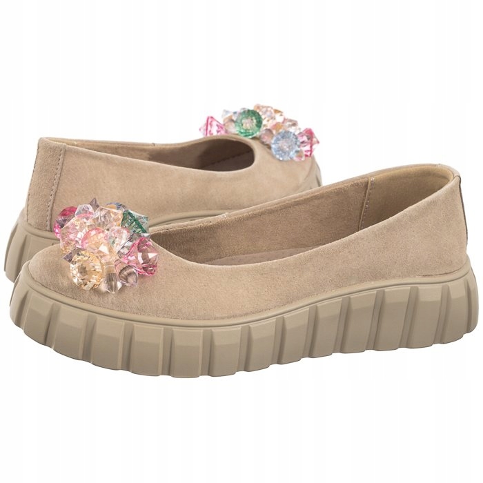 Boty Polobotky Kožené Dámské Filippo Béžové Krystaly DP4682/24 Be