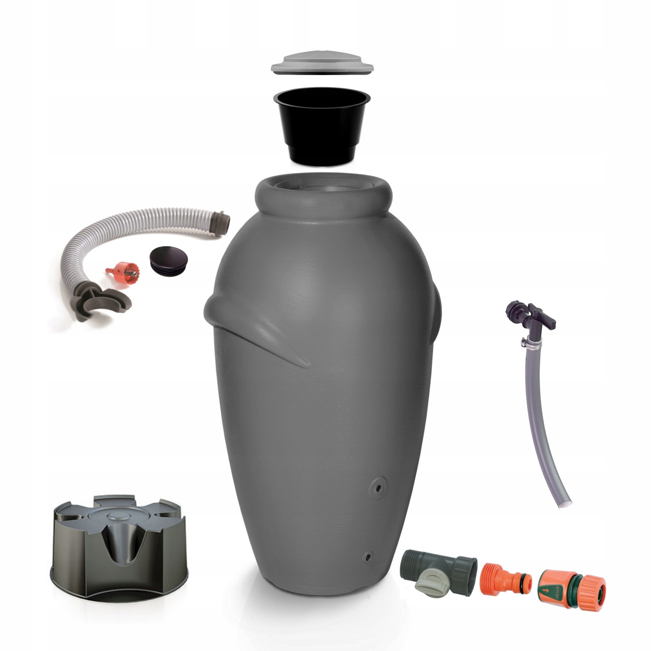 Beczka 360l Kompletny zbiornik przyłącza, podstawa