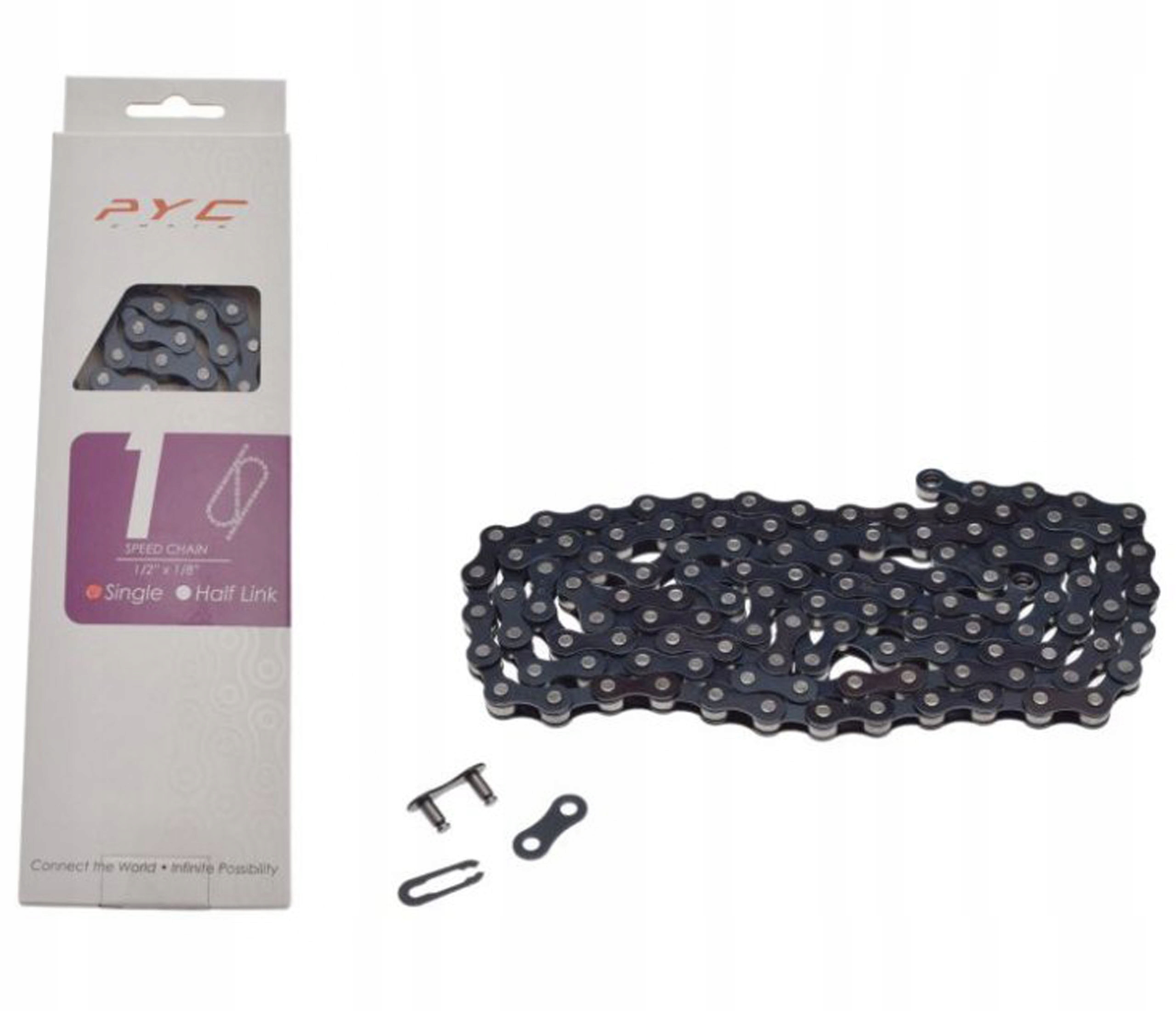ŁAŃCUCH ROWEROWY 1/2x 1/8 116L 1 RZĘDOWY PYC P410