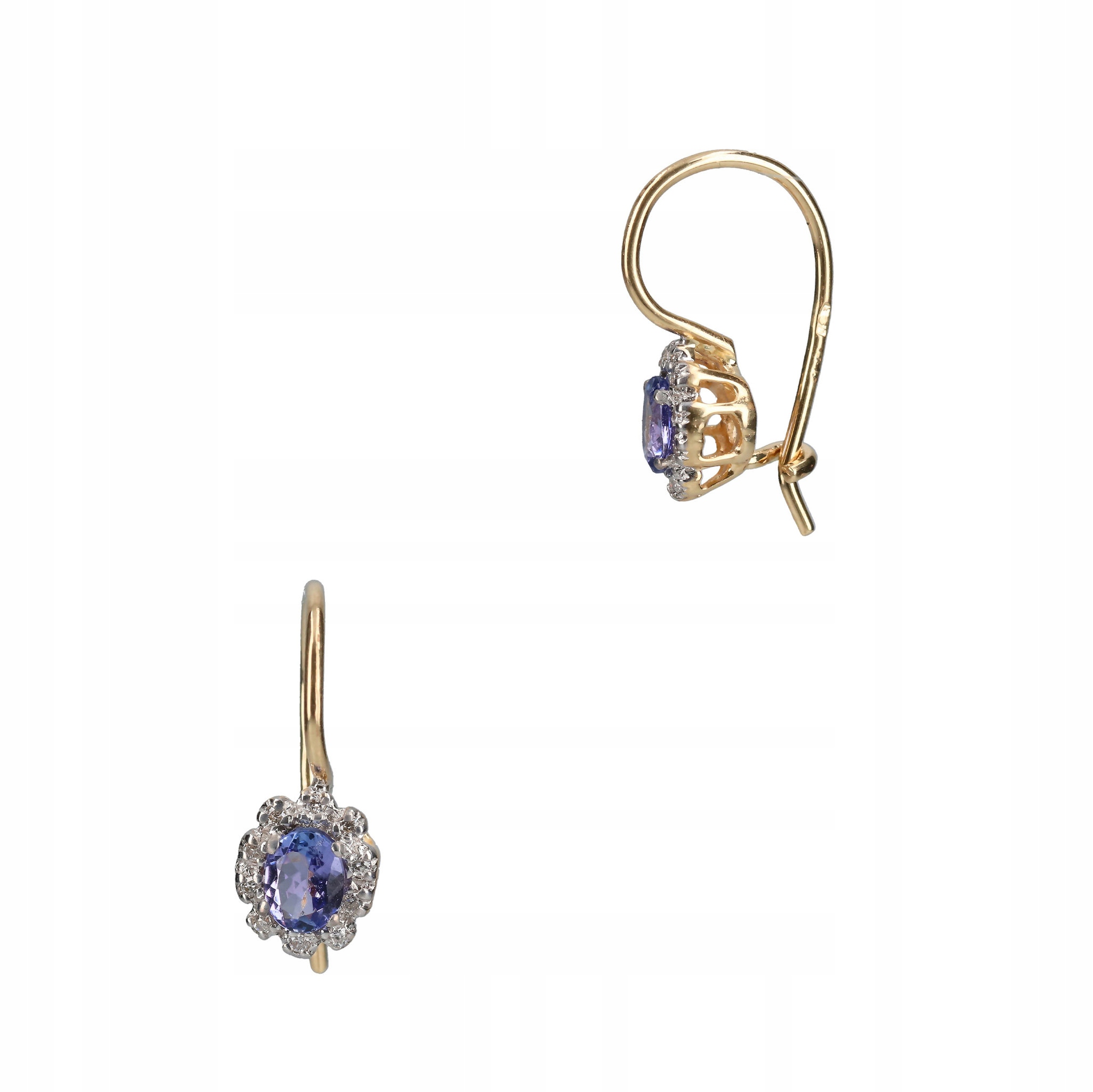 Zlaté Náušnice Tanzanit zlato ryzost 585 na poutko