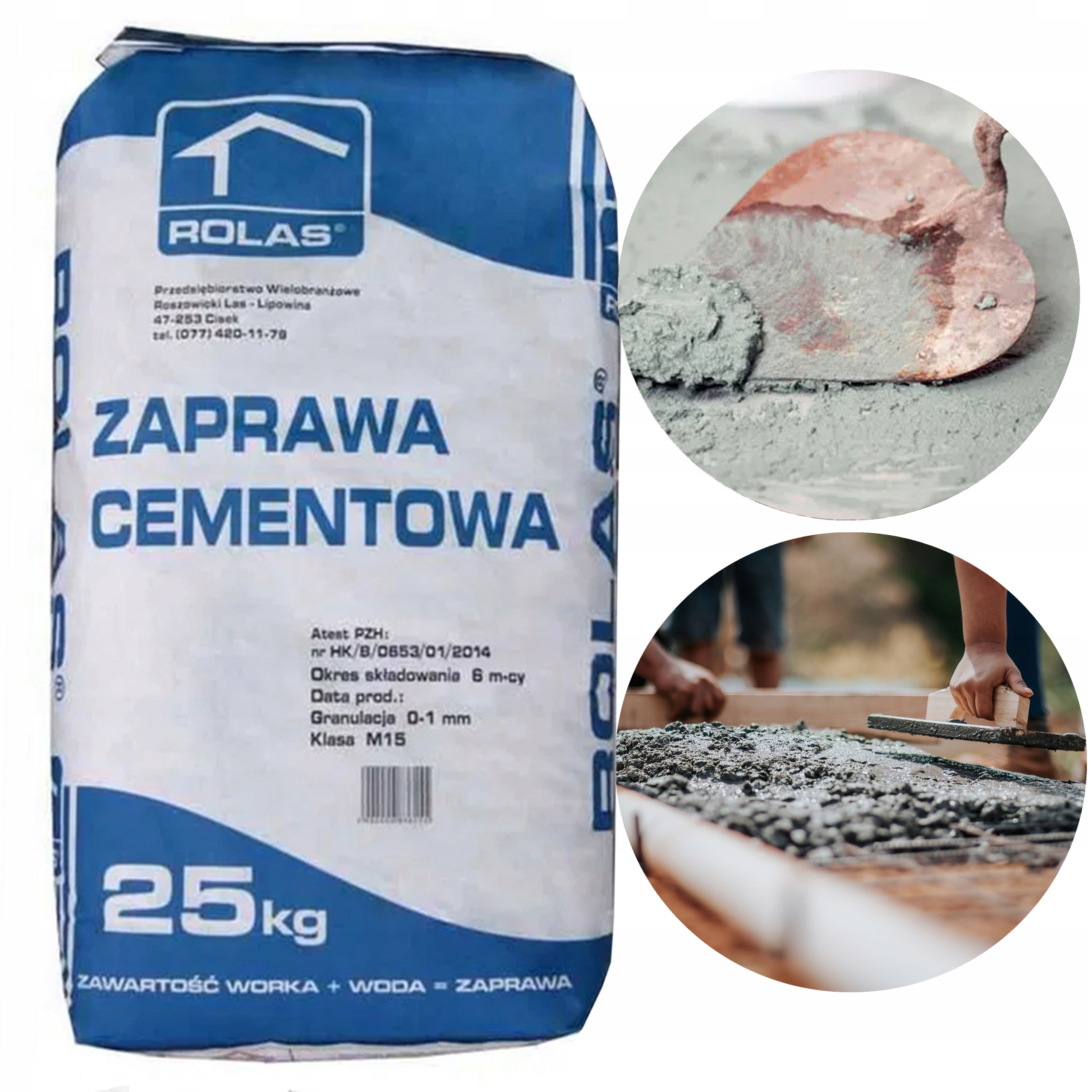 

Zaprawa Cementowa M15 Cement M-15 Rolas 25KG