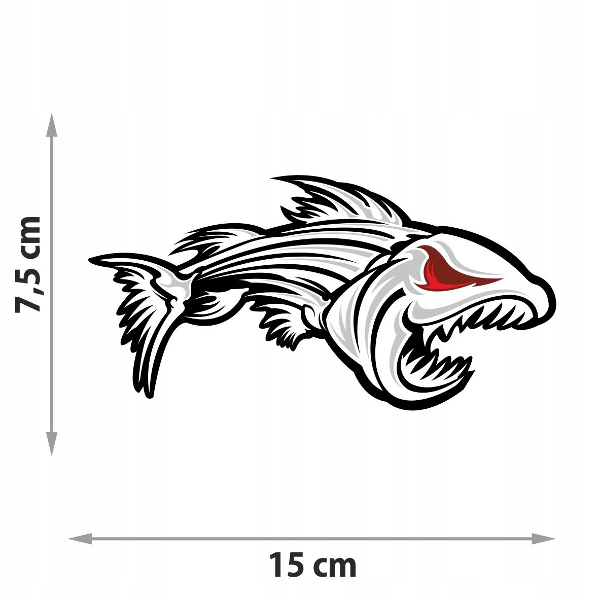 NAKLEJKA RYBA NA ŁÓDKĘ ŁÓDŹ AUTO 15 cm + GRATIS