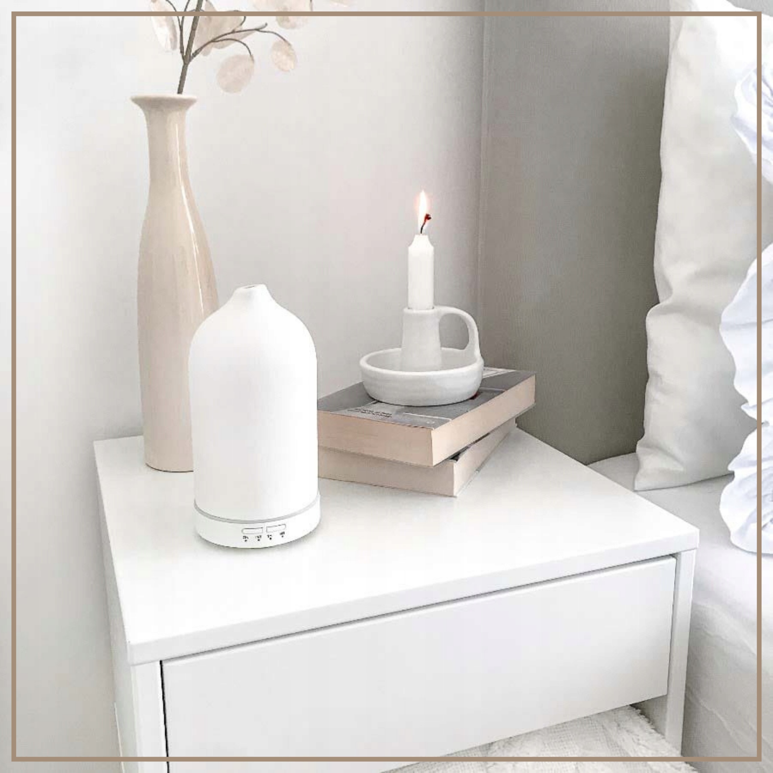 Nawilżacz powietrza Lampka nocna Dyfuzor zapachowy Aromatyzer Ultradźwięki Model Pure White