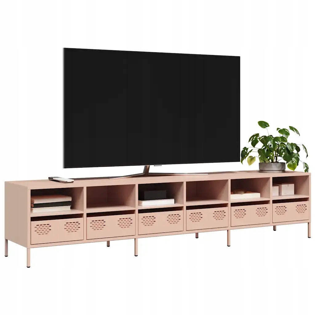 Tv skříňka růžová 202 x 39 x 43,5 cm ocel válcovaná za studena Růžová 33071