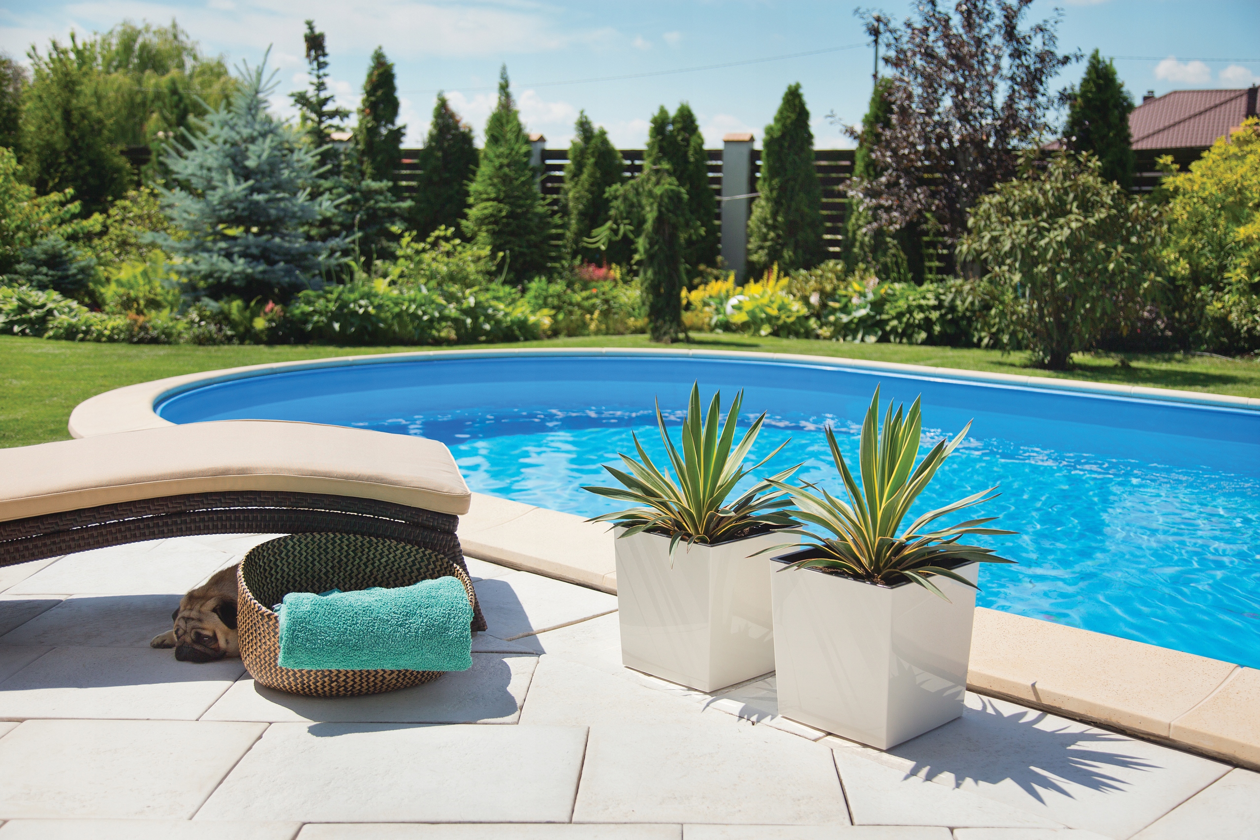 Doniczka JUKA 30x30 h31 z wkładem CZARNA połysk Długość 30 cm