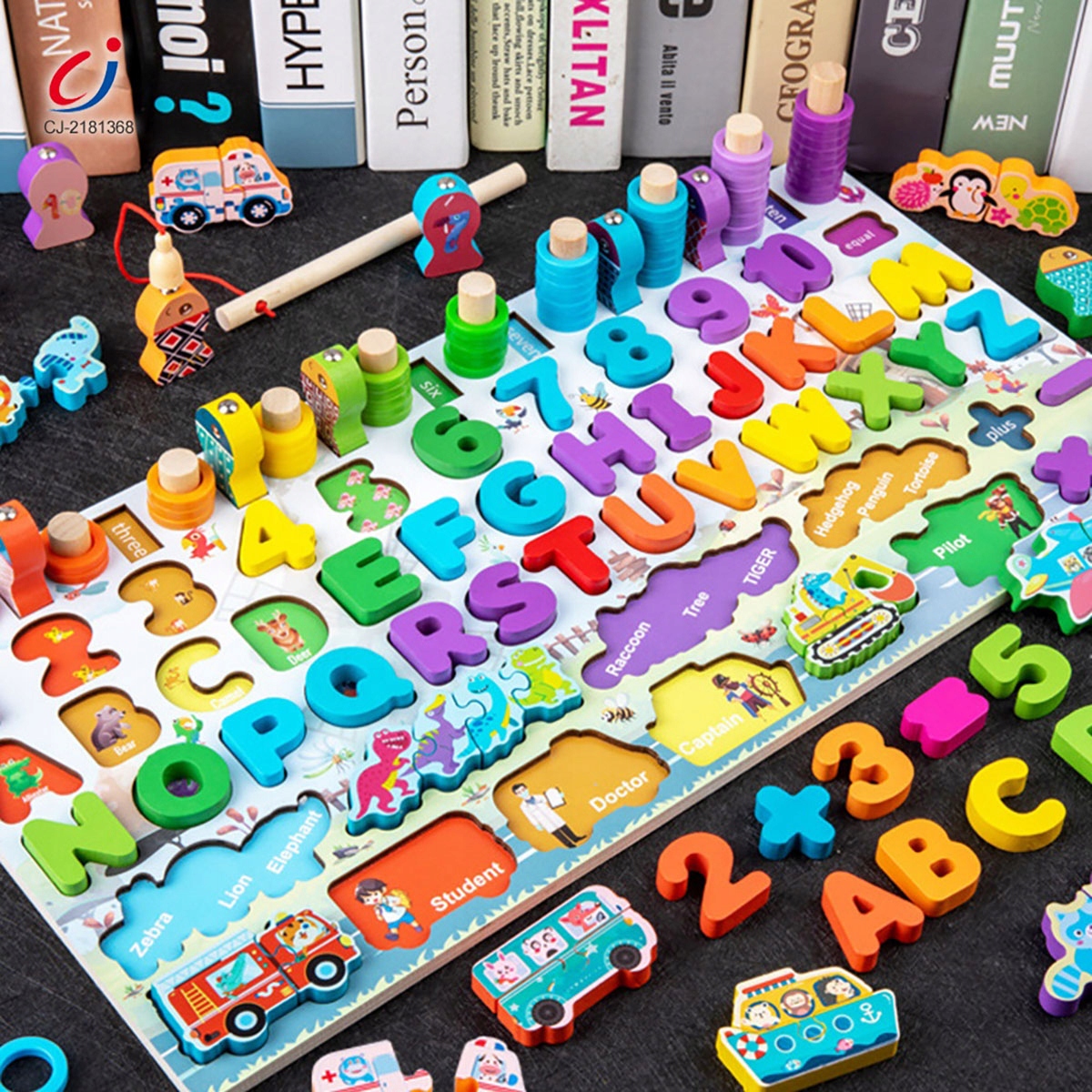 DREWNIANE RYBKI CYFRY SORTER LICZYDŁO MONTESSORI