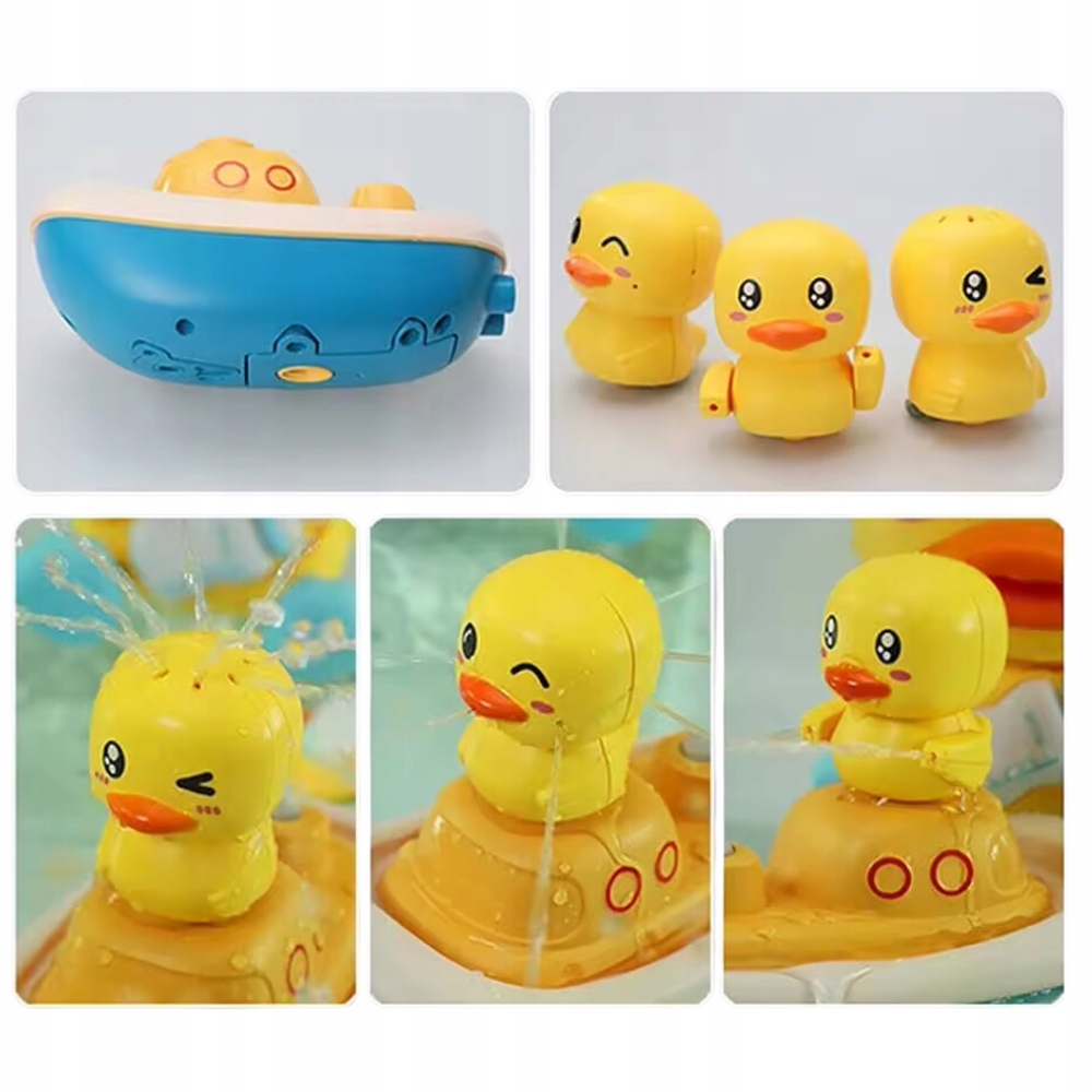 ZABAWKA DO KĄPIELI DLA DZIECI I NIEMOWLĄT KACZUSZKI Z ŁODZIĄ Z PRYSZNICEM Marka bez marki