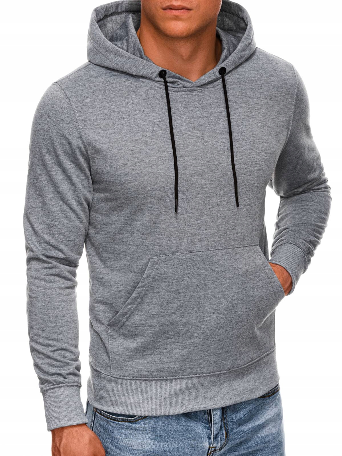 

Bluza męska z kapturem 1213B szary melanż L