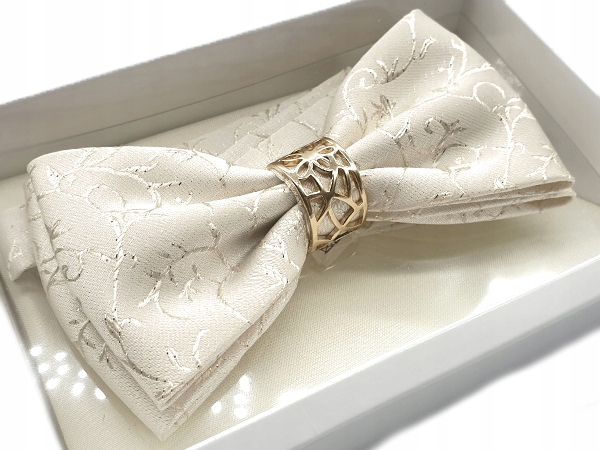 MUCHA MUSZKA MĘSKA BEŻOWA WZORY + METAL + POSZETKA