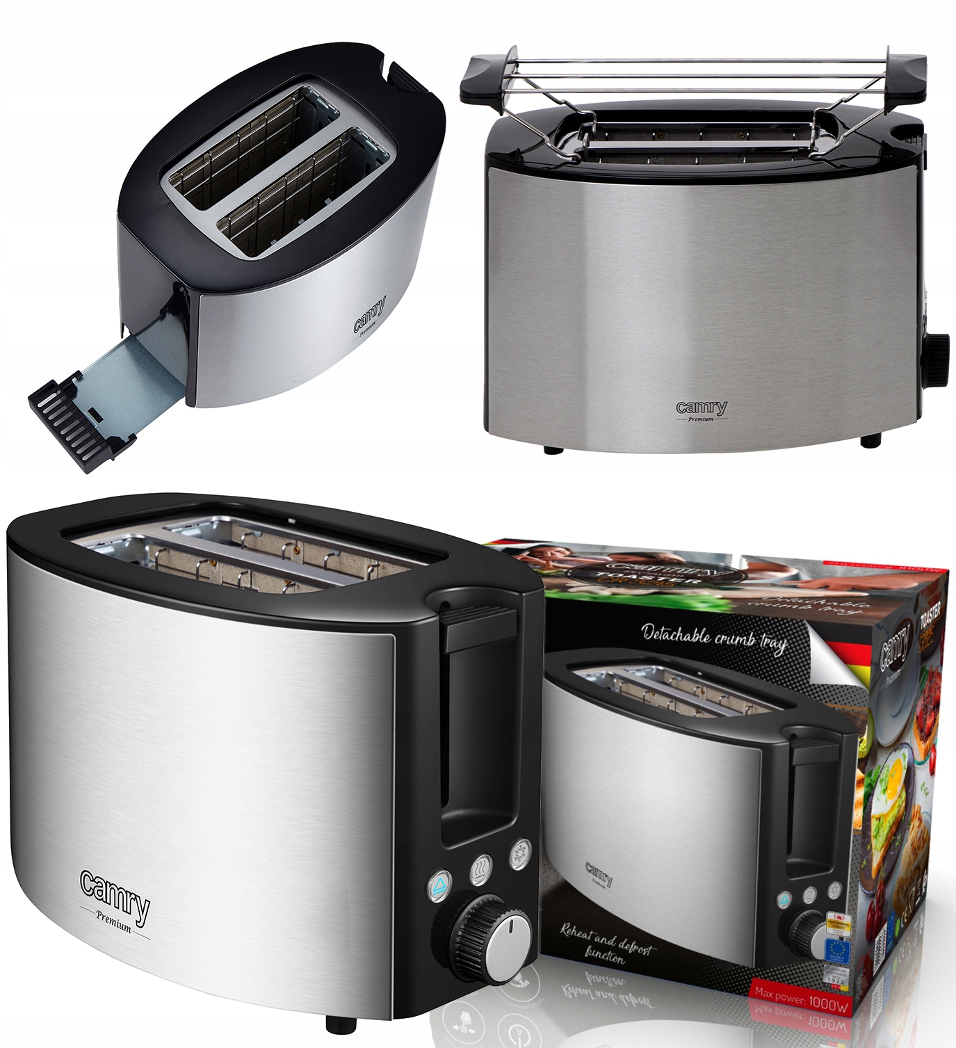 Toustovač Ohřívač na ohřívání pečiva Rošt na rohlíky Rozmrazování Stříbrný