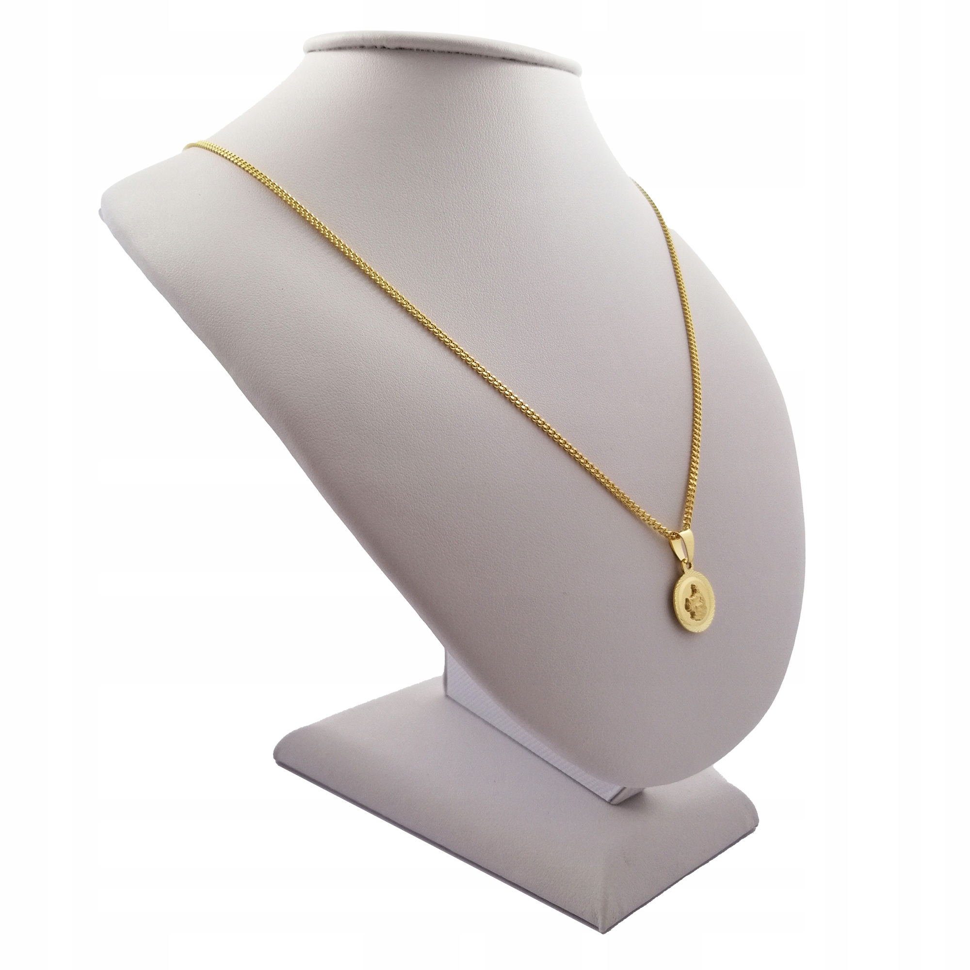 DELIKATNY ZŁOTY ŁAŃCUSZEK+MEDALIK KOMUNIA CHRZEST Materiał Pozłacany Srebro