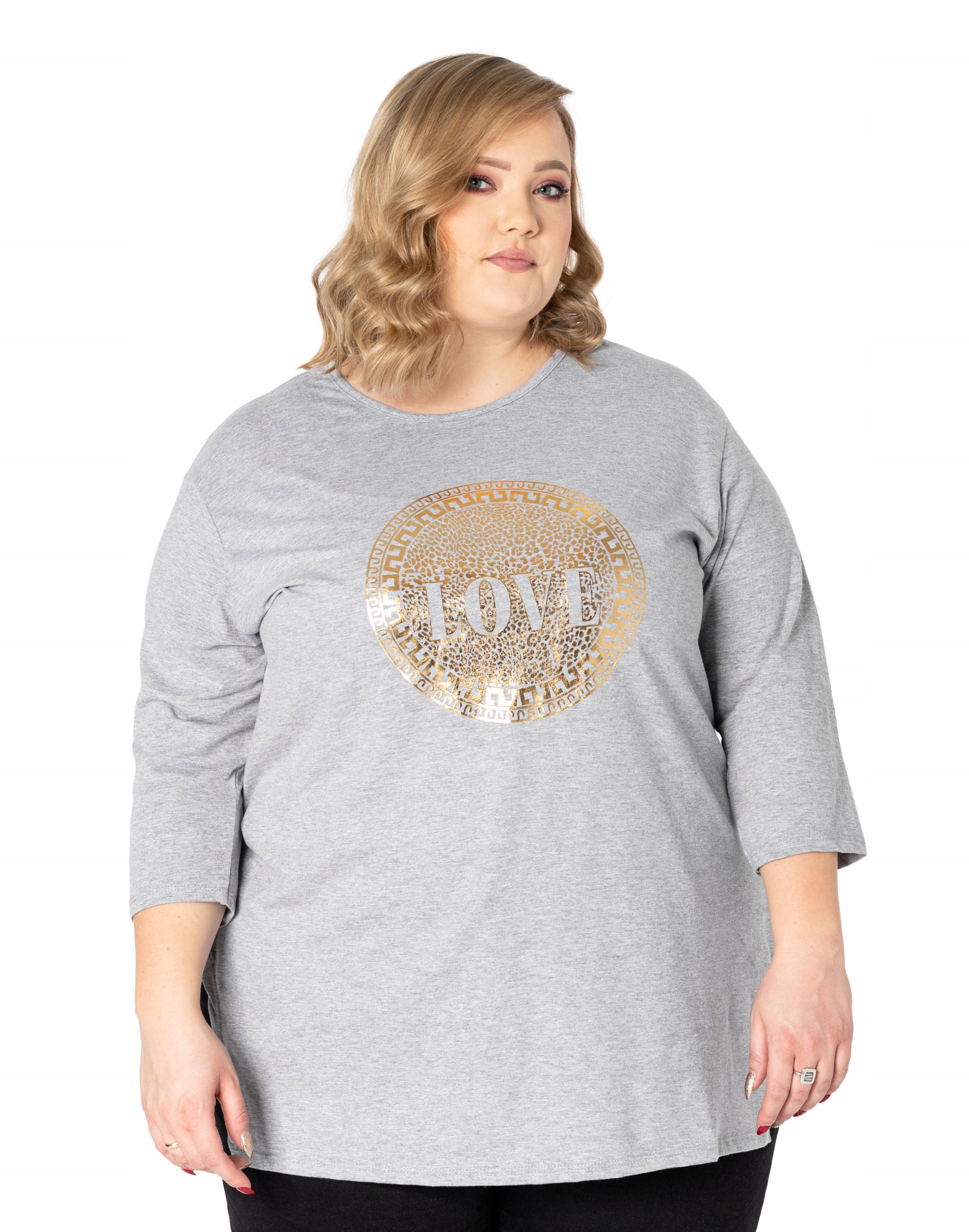 

Duża Bluzka Damska Koszulka 3/4 Rękaw 639-01