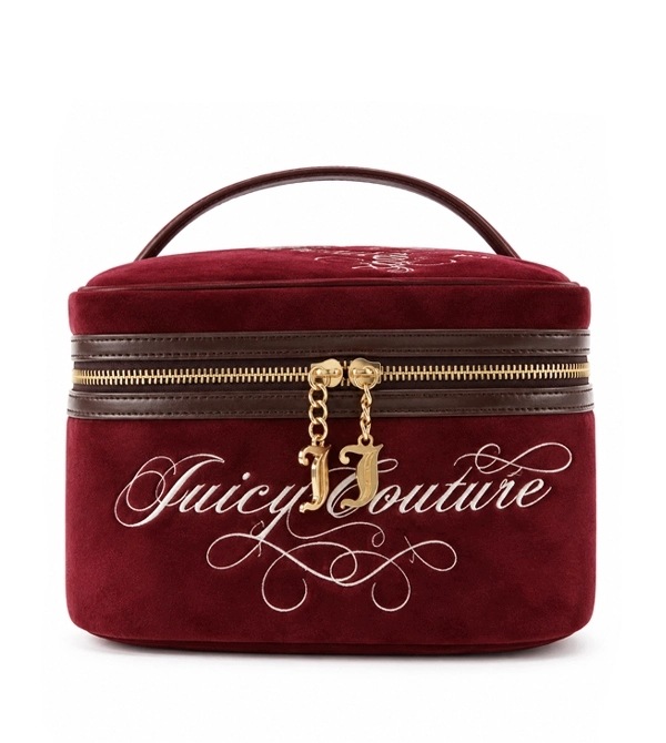 Juicy Couture Taylor kosmetyczka kuferek bordowy welurowy na kosmetyki