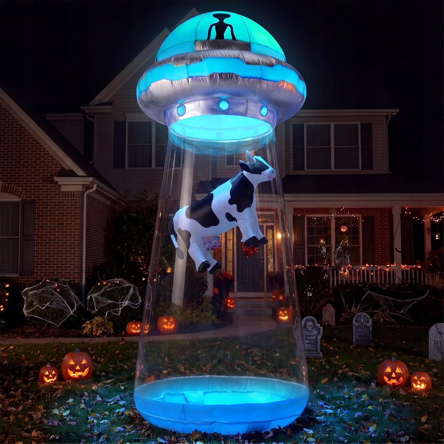 Nadmuchiwane Ufo Led 43 cm dekoracja Halloween na trawnik
