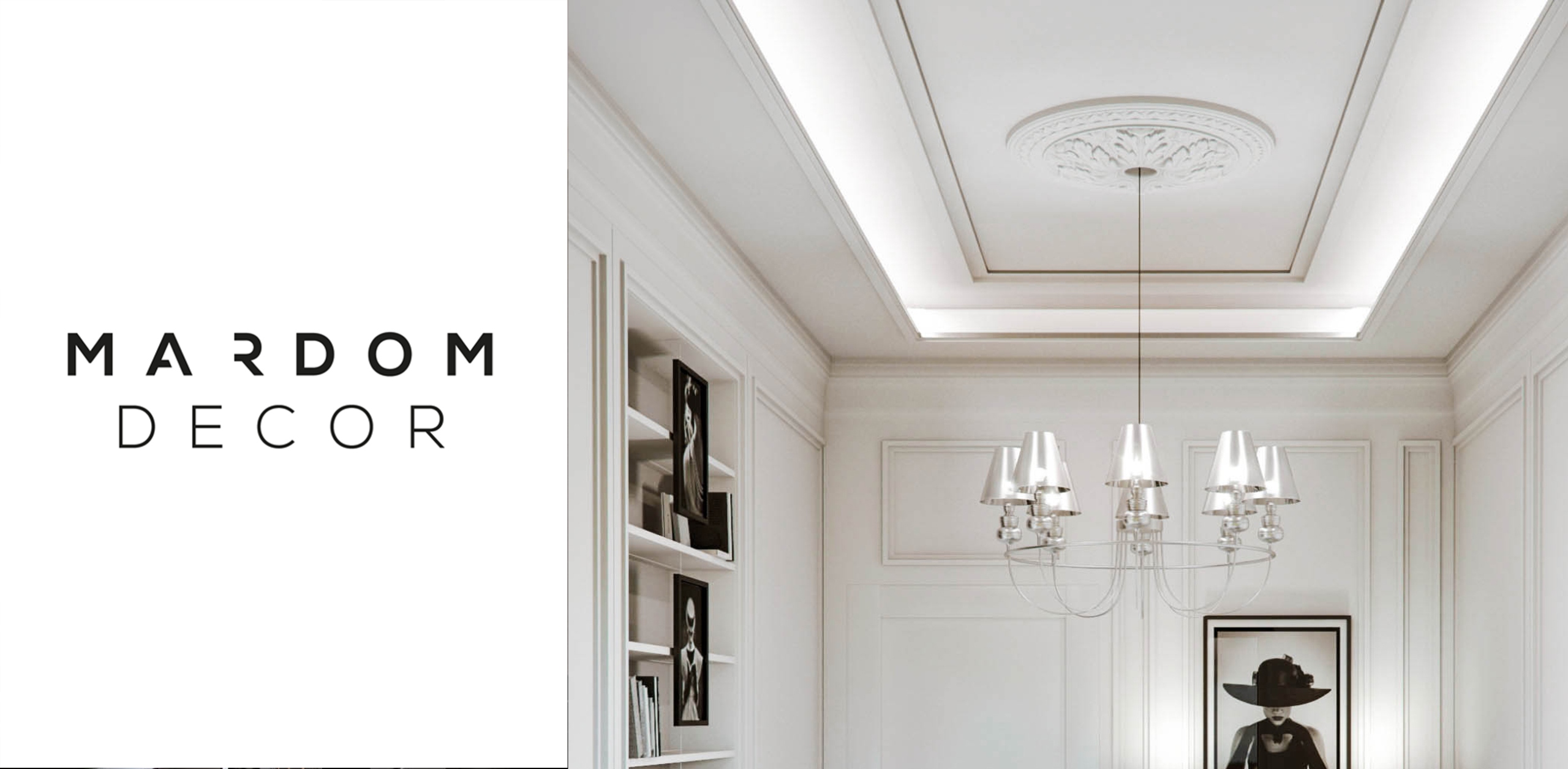 LISTWA SUFITOWA OŚWIETLENIOWA MD156LG PRZYSUFITOWA Szerokość 147 mm